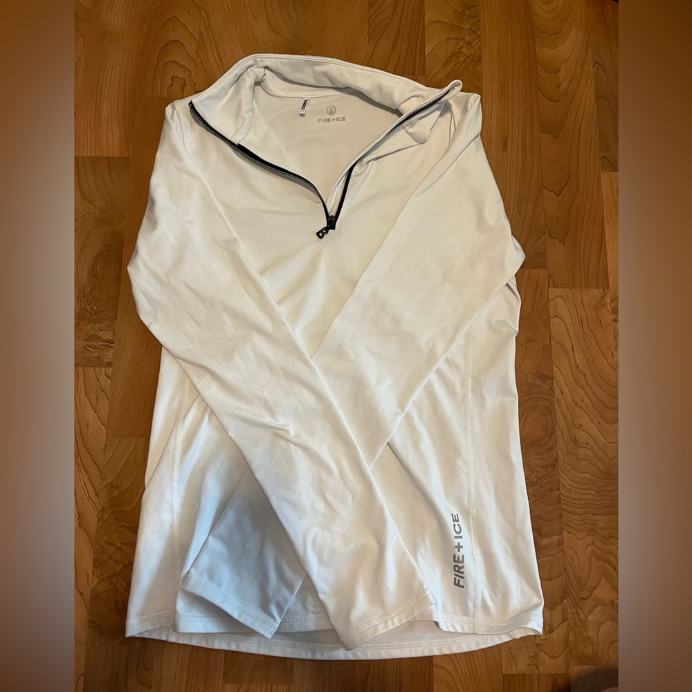 Fire and Ice White Quarter Zip Long Sleeve Size Small